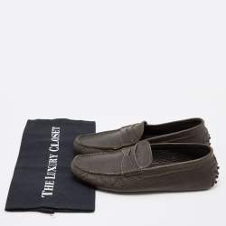 Tod's Olive Green Leather Penny Slip On Loafers Size 40