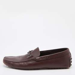 Pre Owned Tod's Brown Leather Bit Slip On Loafers Size 44.5