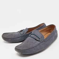 Tod's Grey Nubuck Leather Gommino Loafers Size 44