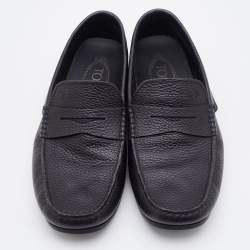 Tod's Black Leather Driving Penny Loafers Size 39.5