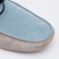 Pre Owned Tod's Tri Color Suede and Croc Embossed Leather Bow Gommino Loafers Size 45.5