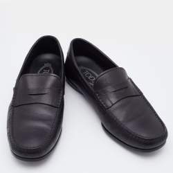 Pre Owned Tod's Black Leather Driving Penny Loafers Size 40