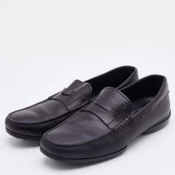 Tod's Black Leather Driving Penny Loafers Size 40