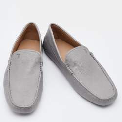 Pre Owned Tod's Grey Leather Driving Loafers Size 40