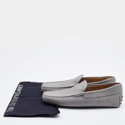 Pre Owned Tod's Grey Leather Driving Loafers Size 40