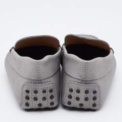Pre Owned Tod's Grey Leather Driving Loafers Size 40
