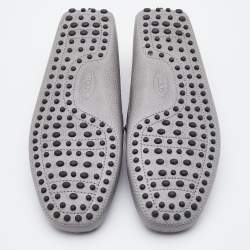Pre Owned Tod's Grey Leather Driving Loafers Size 40