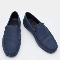 Pre Owned Tod's Blue Leather Driving Loafers Size 40