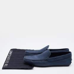 Pre Owned Tod's Blue Leather Driving Loafers Size 40