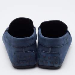 Pre Owned Tod's Blue Leather Driving Loafers Size 40