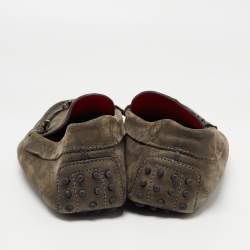 Tods Grey Nubuck Gommino Double T Driving Loafers Size 43