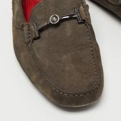 Tods Grey Nubuck Gommino Double T Driving Loafers Size 43
