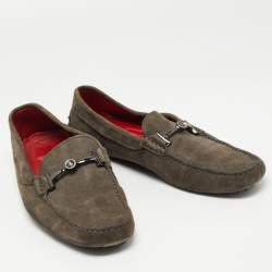 Tods Grey Nubuck Gommino Double T Driving Loafers Size 43