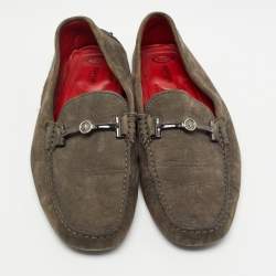 Tods Grey Nubuck Gommino Double T Driving Loafers Size 43