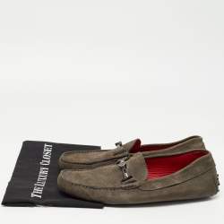Tods Grey Nubuck Gommino Double T Driving Loafers Size 43