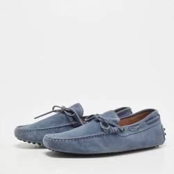 Tod's Blue Suede Bow Detail  Slip On Loafers Size 41.5