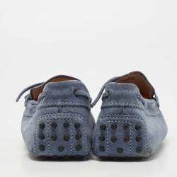 Tod's Blue Suede Bow Detail  Slip On Loafers Size 41.5