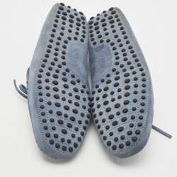 Tod's Blue Suede Bow Detail  Slip On Loafers Size 41.5