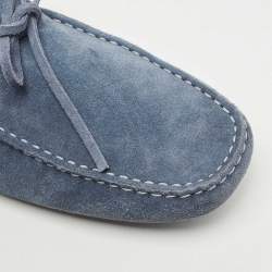 Tod's Blue Suede Bow Detail  Slip On Loafers Size 41.5