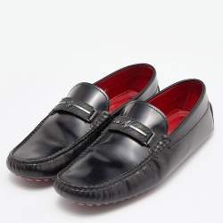 مملوكة مسبقًا Tod's For Ferrari Black Leather Slip On Loafers Size 41.5