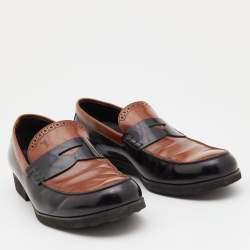Tod's Brown/Black Leather Slip on Loafers Size 42