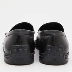 Pre Owned حذاء لوفرز تودز سليب أون جلد أسود بحواف شعار الماركة مقاس 41