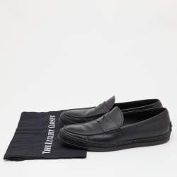 Pre Owned حذاء لوفرز تودز سليب أون جلد أسود بحواف شعار الماركة مقاس 41