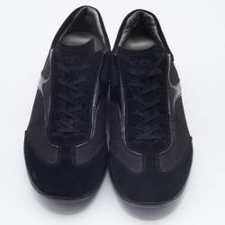 Tods Black Suede, Patent Leather and Mesh Low Top Sneakers Size 44