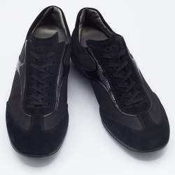 Tods Black Suede, Patent Leather and Mesh Low Top Sneakers Size 44