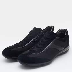 Tods Black Suede, Patent Leather and Mesh Low Top Sneakers Size 44