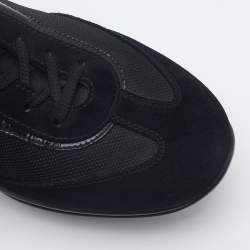 Tods Black Suede, Patent Leather and Mesh Low Top Sneakers Size 44