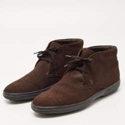 Tod's Brown Suede Lace Up Boots Size 42 