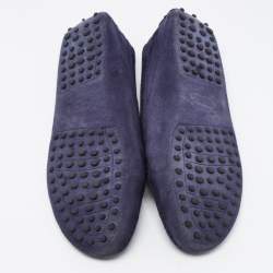 Pre Owned Tod's Blue Suede Gommino Penny Slip On Loafers Size 40