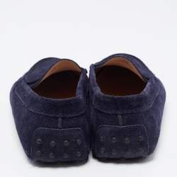 Pre Owned Tod's Blue Suede Gommino Penny Slip On Loafers Size 40