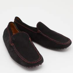 Tod's For Ferrari Black Suede Slip On Loafers Size 40