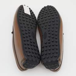 Pre Owned Tod's Brown Leather Driver Loafers Size 44