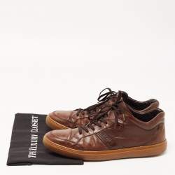 Pre Owned Tod's Brown Leather Lace Up Sneakers Size 43