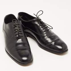 Pre Owned Tod's Black Leather Lace Up Oxfords Size 41.5