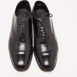 Pre Owned Tod's Black Leather Lace Up Oxfords Size 41.5
