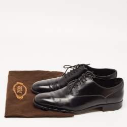 Pre Owned Tod's Black Leather Lace Up Oxfords Size 41.5