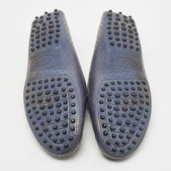 Tod's Blue Textured Leather Penny Slip On Loafers Size 40.5