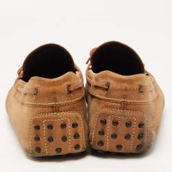 Pre Owned Tod's Brown Suede Bow Slip On Loafers Size 44