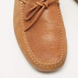 Pre Owned Tod's Brown Suede Bow Slip On Loafers Size 44