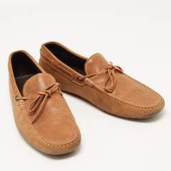Pre Owned Tod's Brown Suede Bow Slip On Loafers Size 44