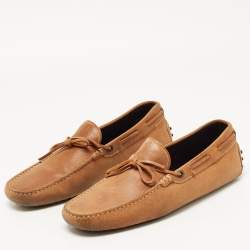 Pre Owned Tod's Brown Suede Bow Slip On Loafers Size 44