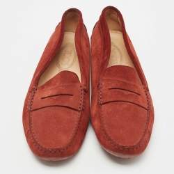 Tod's Brown Suede Penny Slip On Loafers Size 41