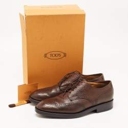 Tod's Leather Brown Brogue Leather Lace Up Derby Size 44.5