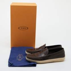 Tod's Brown Leather Driver Loafers Size 39.5