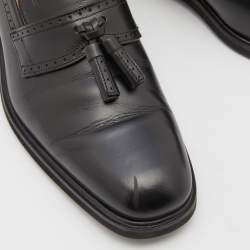 Pre Owned Tod's Black Leather Tassel Loafers Size 39.5