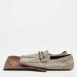 Pre Owned Tod's Grey Suede Slip On Loafers Size 41.5